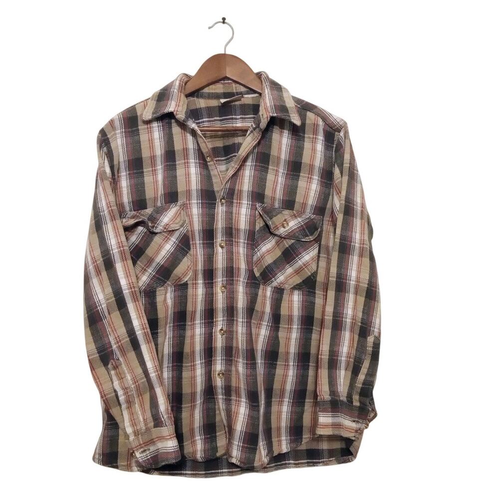VTG Five Brother Womens Heavy Weight Plaid Flannel Long Sleeve Shirt Jacket SZ L